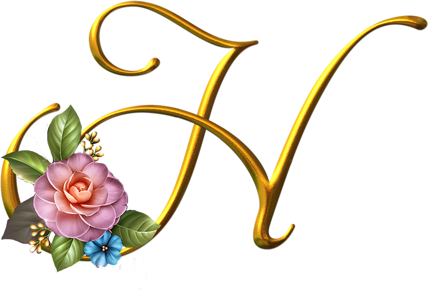 Alfabeto Dourado Com Rosas Png (835x716), Png Download