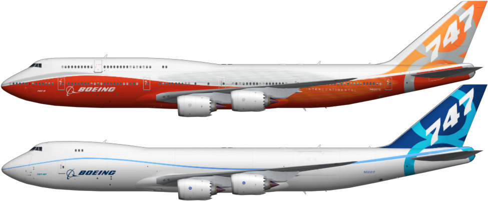 Boeing 747-8 (992x434), Png Download