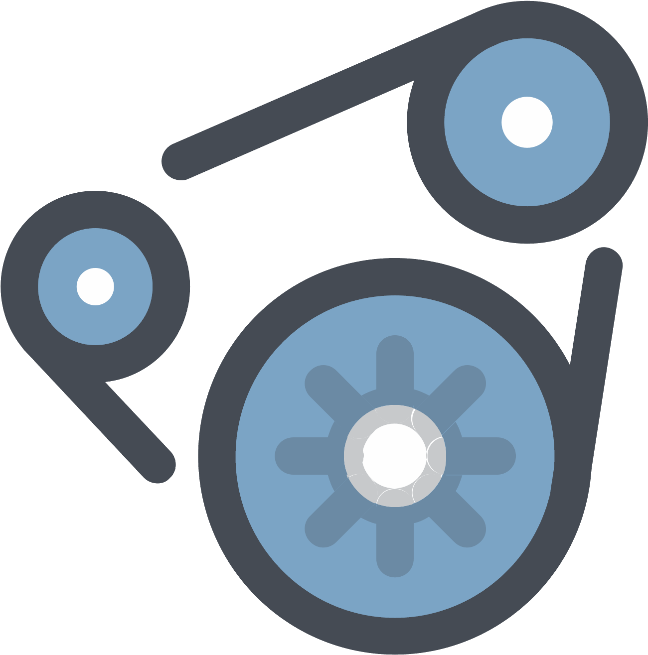 This Icon Has Three Gears In A Triangular Shape That (1600x1600), Png Download