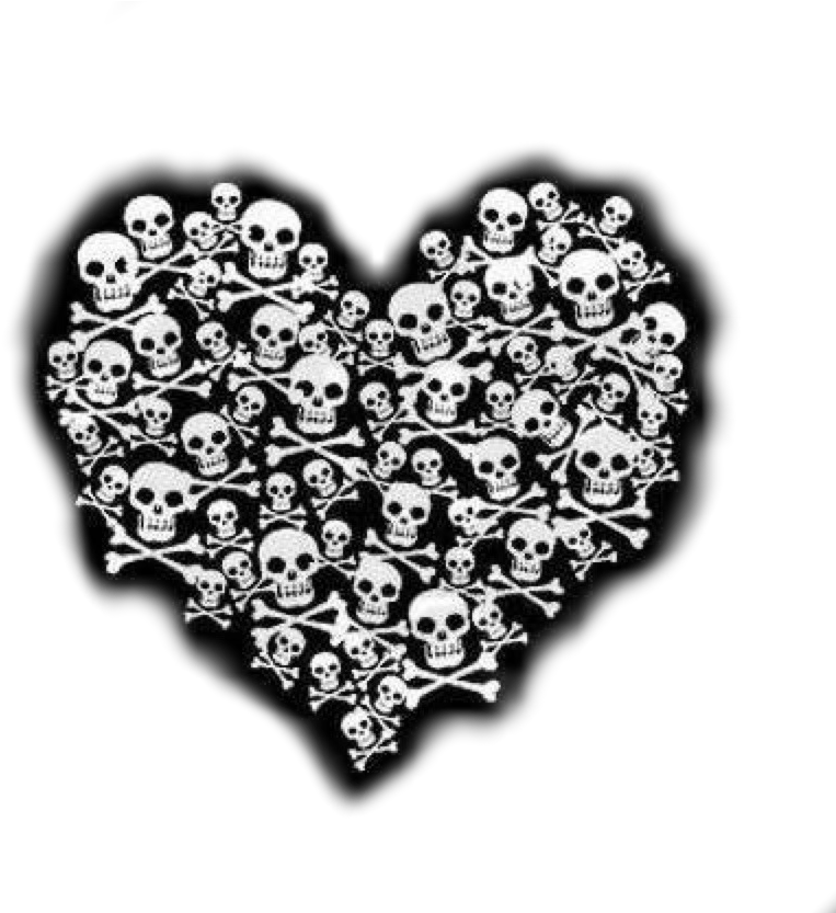 Skull Heart Blackandwhite Horror Terror Gotic (830x832), Png Download