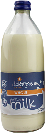 Sterilised Whole Milk 500ml Glass Bottle - Glass Bottle (531x531), Png Download