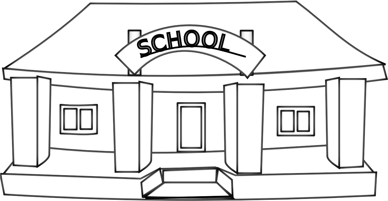 Free School Building Clipart Black And White - School Clipart Black And White (1331x769), Png Download