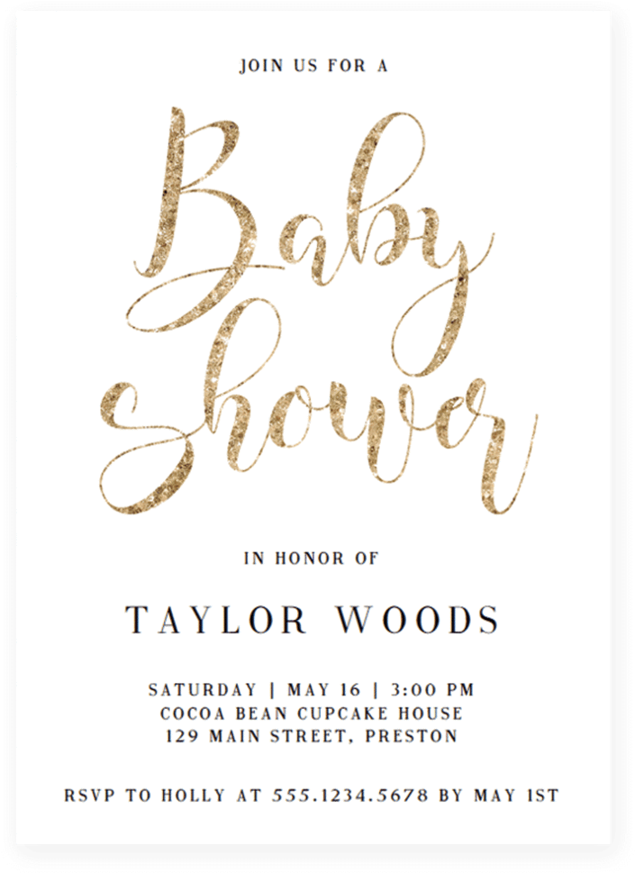 Gold Glitter Baby Shower Invitation Template Download - Baby Shower (819x1024), Png Download