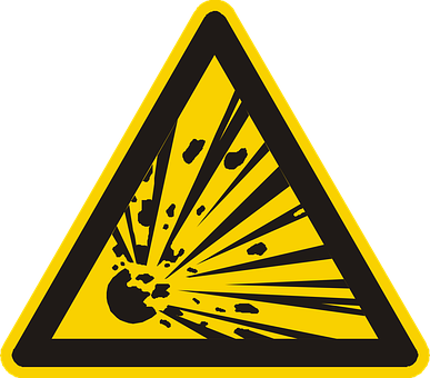 Explosive Explosion Bomb Sign Symbol Icon - Explosion Danger Png (387x340), Png Download