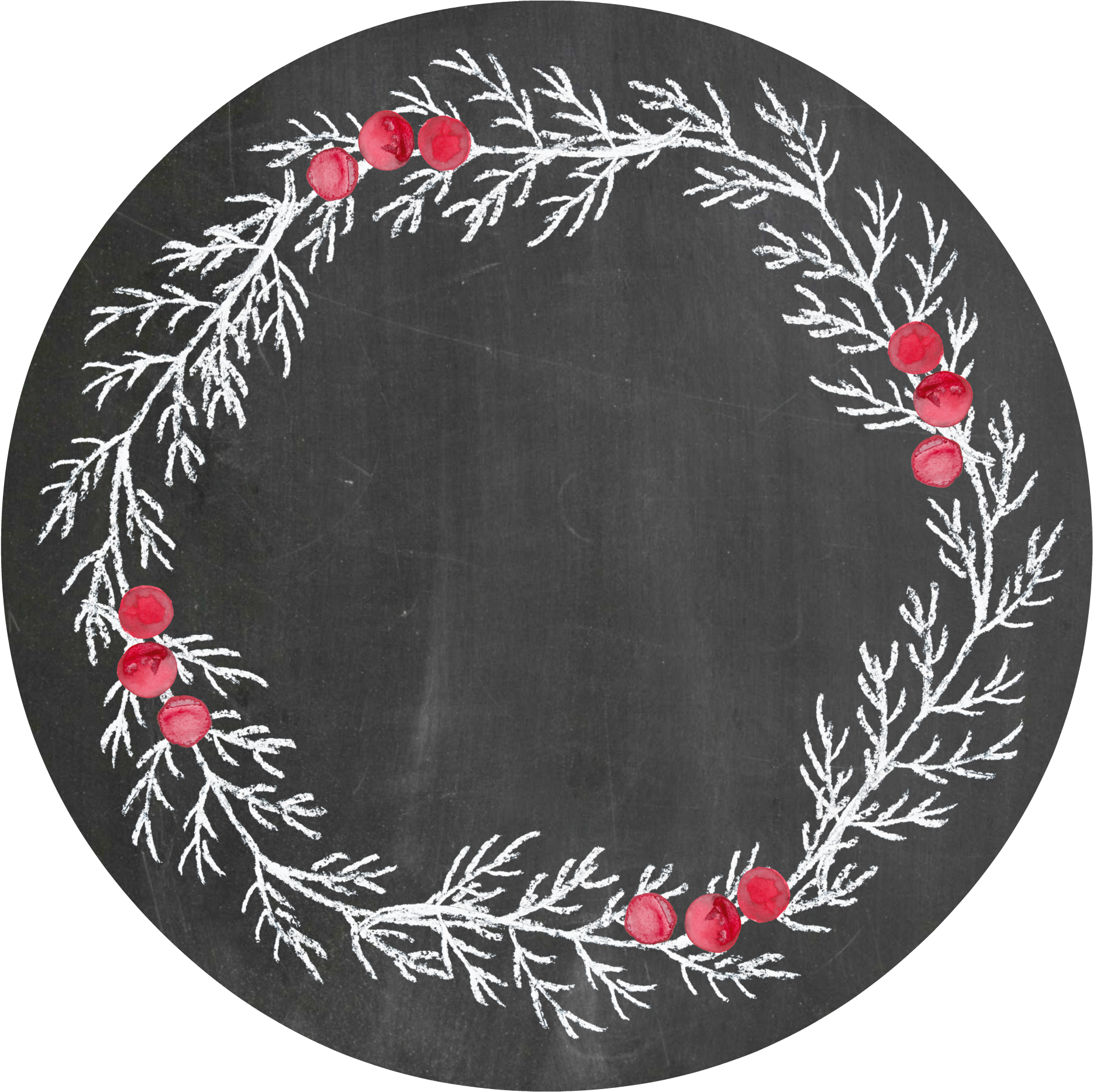 Plain Round Chalkboard Christmas Tag - Christmas Day (2000x2000), Png Download