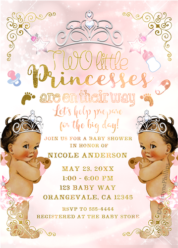 Princess Vintage Baby Girls Twins Pink Baby Shower - Png Vintage Baby Princess (500x500), Png Download