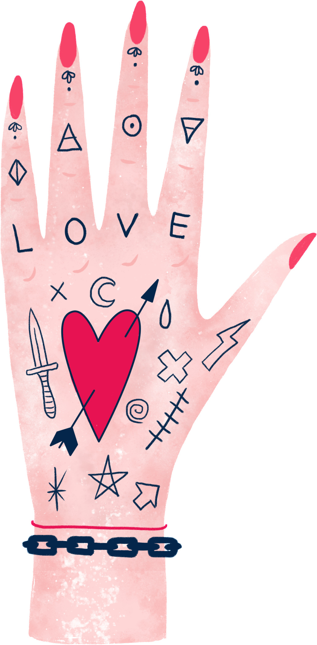 Harajuku Wind Tattoo Hand-painted Transparent Material - Cartoon (1024x2079), Png Download