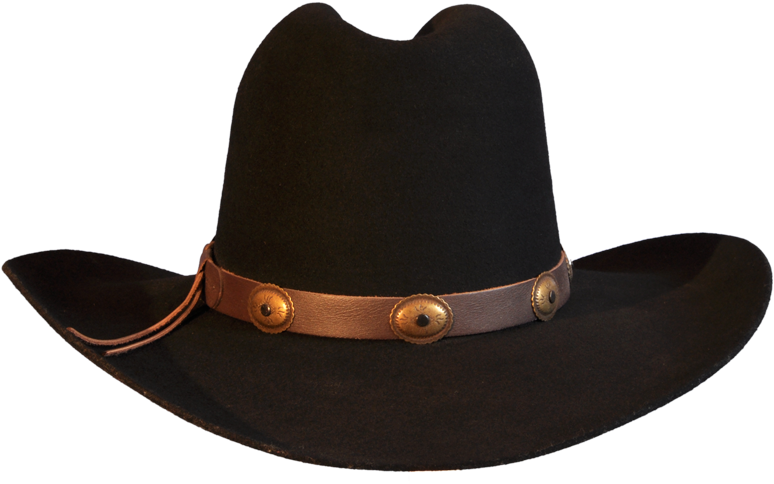 Black Wool Felt Cowboy Hat With Leather Trim Photo - Back Of Cowboy Hat (800x800), Png Download