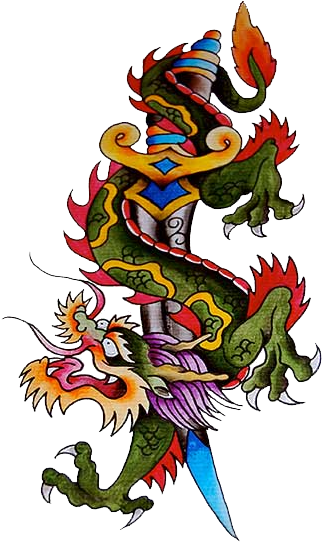 Address - - Dragon Dagger Tattoo (326x563), Png Download