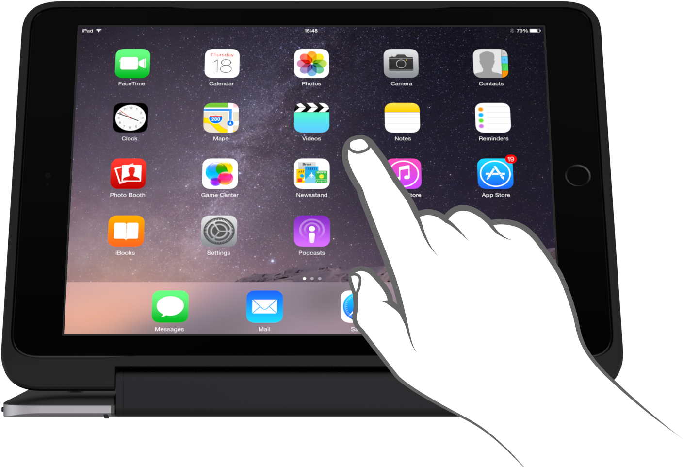 Illustrated Hand Pointing Grey - Clamcase Pro Keyboard Case For Ipad Air (silver/white) (1920x1080), Png Download