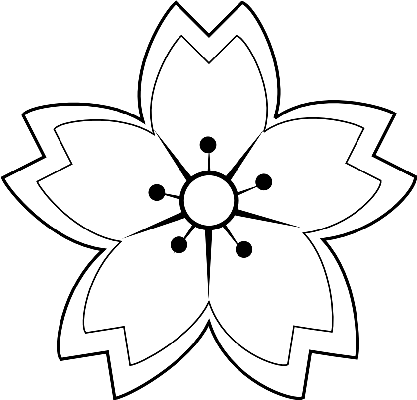 Clipart Info - Sakura Flower Line Art (999x999), Png Download