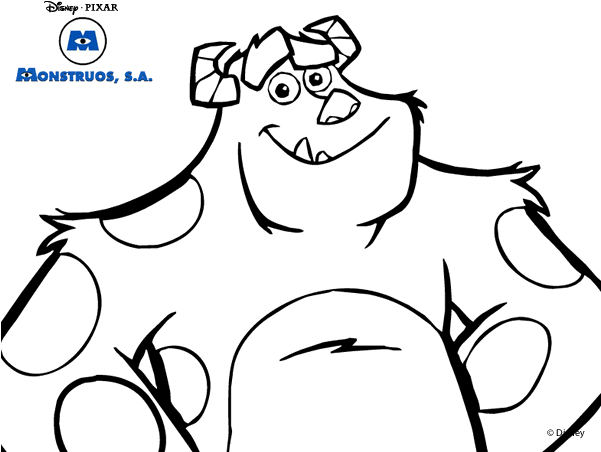 Drawing Monsters Inc 46 - Sulley Monster Inc Coloring Pages (600x470), Png Download