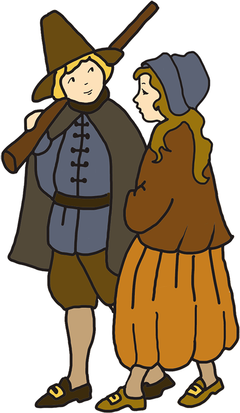 Happy Thanksgiving Clipart Banner Library Stock - Pilgrim Png (683x945), Png Download