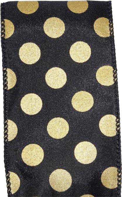 #40 Wired Spirit Dot Ribbon Black/gold 10 Yd - Polka Dot (800x800), Png Download