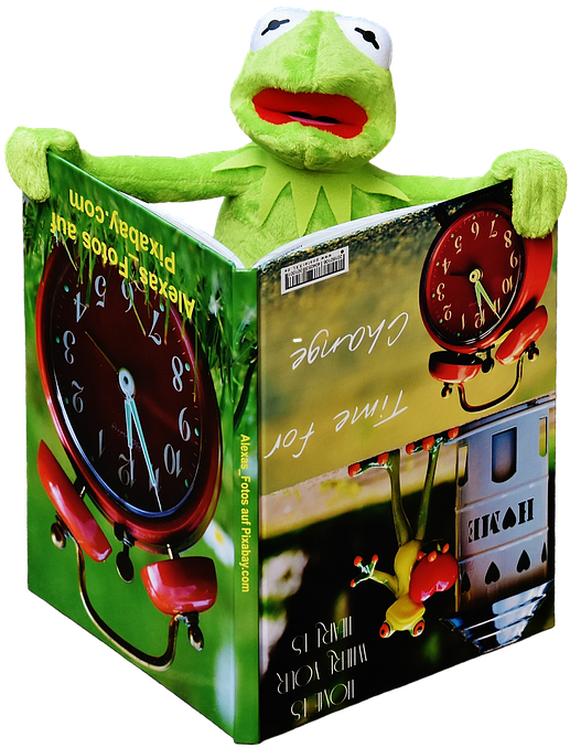 Peel N Stick Poster Of Figure Sit Book Frog To Watch - Kermit (611x720), Png Download