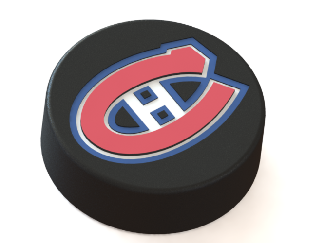 Montreal Canadiens Logo On Ice Hockey Puck 3d Print - Clip Art (667x500), Png Download