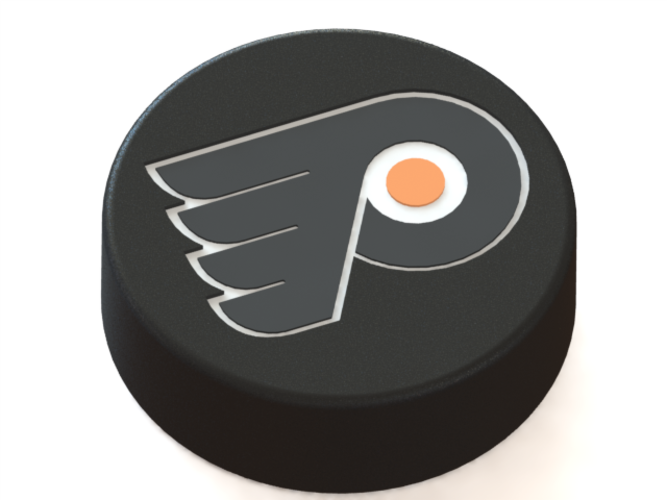 Philadelphia Flyers Logo On Ice Hockey Puck 3d Print - Flyers Ice Hockey Puck (667x500), Png Download