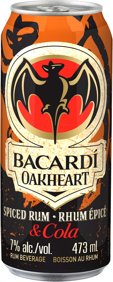 Bacardi Oakheart Spiced Rum & Cola - Bacardi Oakheart And Cola (364x909), Png Download