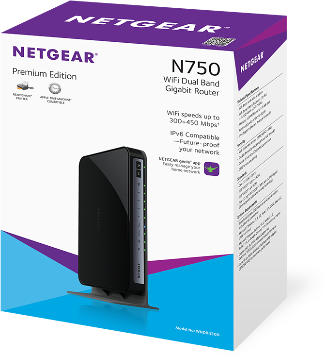 Netgear N750 Dual Band Wifi Router, 4-port Gigabit (1500x1125), Png Download