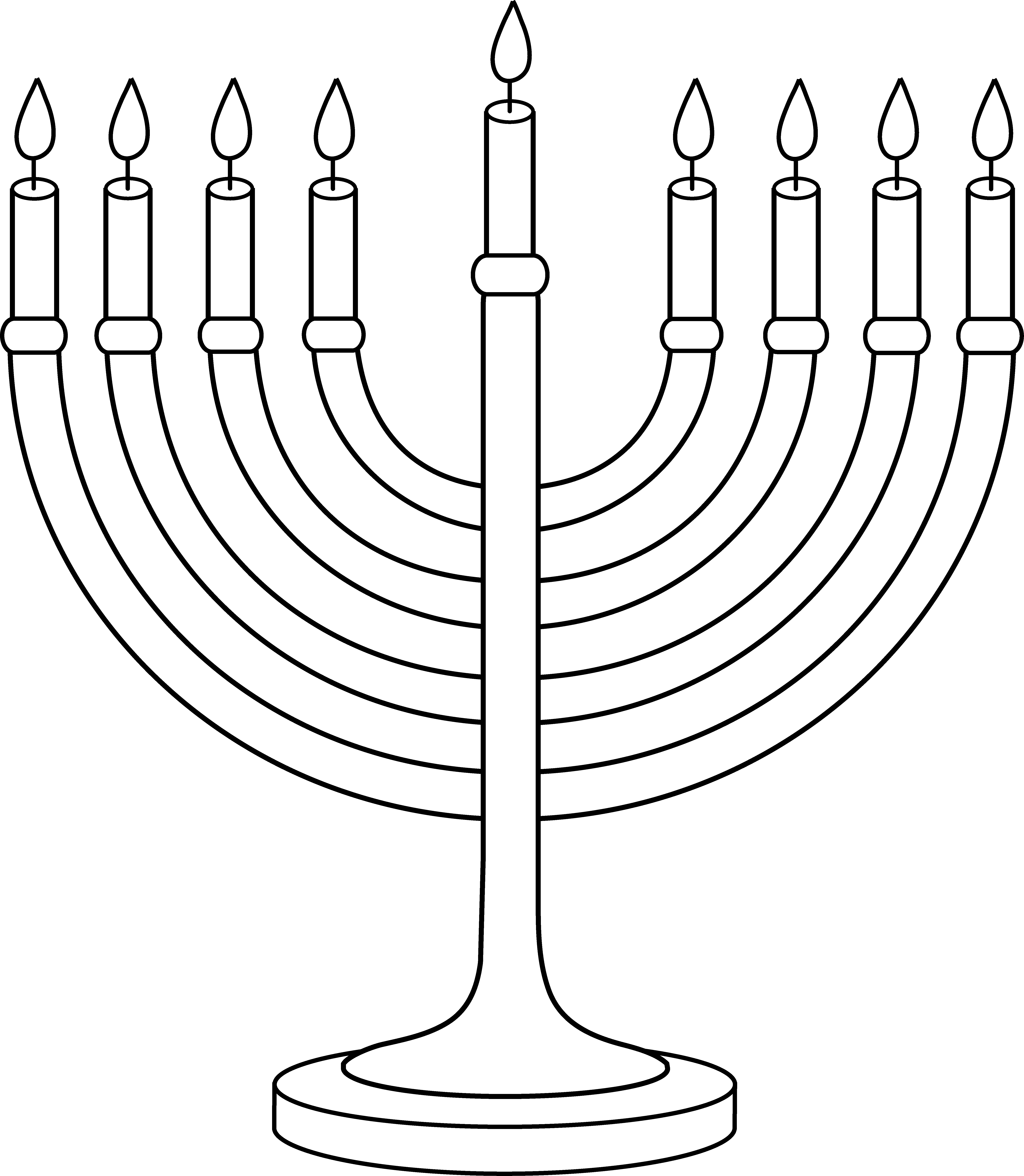 Clipart - Hanukkah Black And White (5905x6779), Png Download