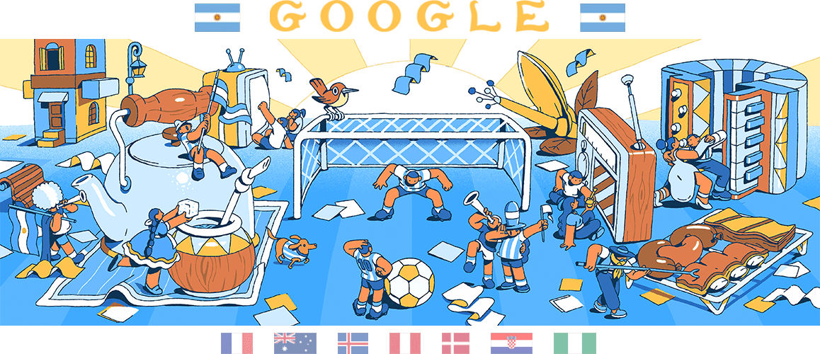 Google Doodles World Cup 2018 (1158x500), Png Download