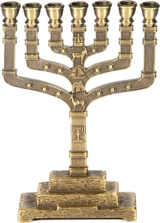 7-branch Brass Menorah - Holy Land Gifts Seven Branch Pewter Menorah (1024x1024), Png Download