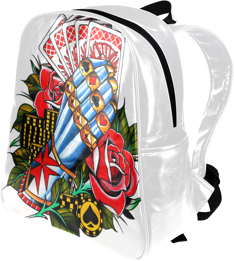 Psylocke Playing Cards Print Leather Casual Backpack - Backpack (1000x1000), Png Download