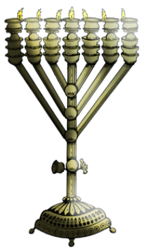 Menorah Connection - Menorah With Diagonal Branches (423x367), Png Download