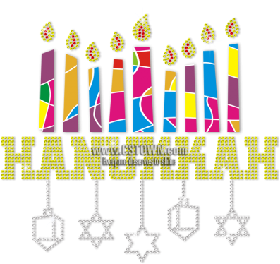 Light A Menorah In Hanukkah Traditional Custom Rhinestone - Hanukkah (450x450), Png Download