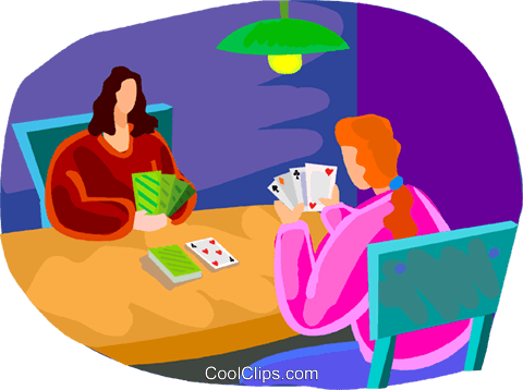Two People Playing Cards (480x358), Png Download