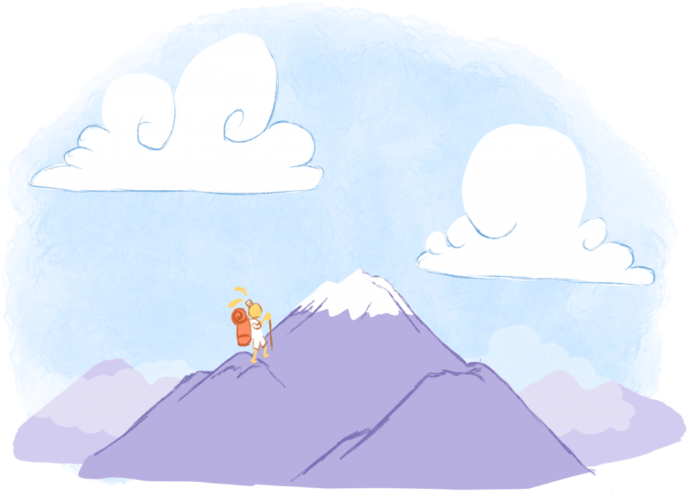 Work Climbing A Mountain - Cartoon (1024x704), Png Download