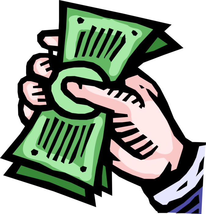 Vector Illustration Of Hand Grasps Cash Dollar Bill - Mão Segurando Dinheiro Png (675x700), Png Download