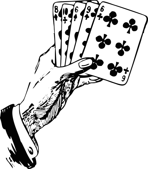 Picture Black And White Library Magic Card Frames Illustrations - Hand Of Cards Png (630x720), Png Download