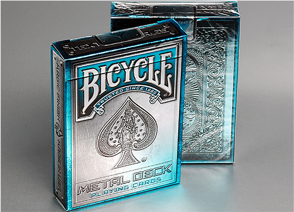 Home > Latest Playing Cards > Bicycle Metal Rider Back - Bicycle Metal Rider Back Playing Cards (blue) (740x416), Png Download