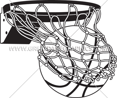 Banner Stock Flaming With Net Production Ready Artwork - Basketball In Net .png (385x324), Png Download