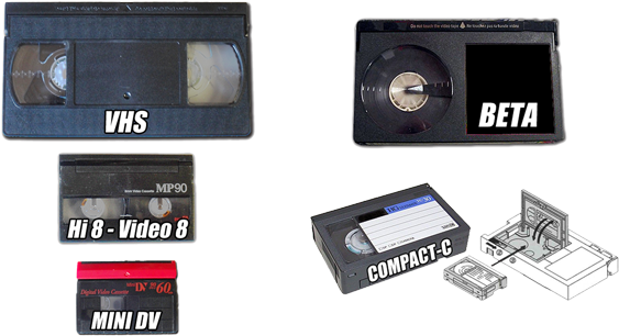 Tape Formats Price List - Vhs C (640x343), Png Download