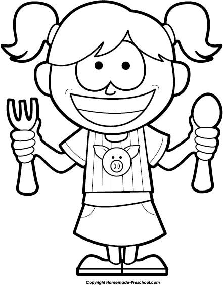 Free Bbq Clipart - Hungry Girl Clipart Black And White (441x564), Png Download