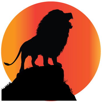 Clipart Freeuse Roaring Lion Clipart - Lion On Rock Silhouette (350x350), Png Download