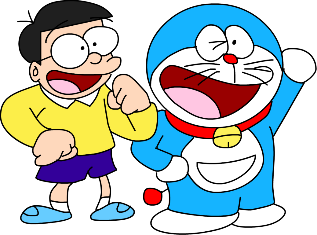 Doraemon Drawing Colour Svg Transparent Download - Nobita And Doraemon Png (1038x769), Png Download