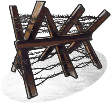 Barbed Wire On Metal Barricade - Rust Barricade (400x400), Png Download