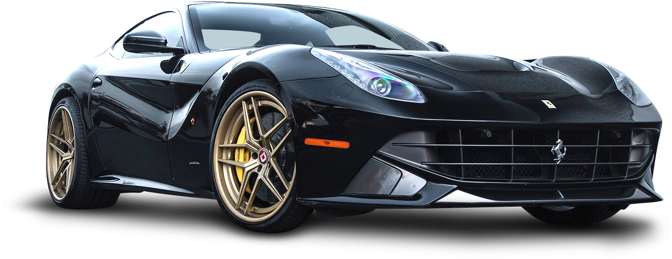 Black Ferrari Car Png (1424x618), Png Download