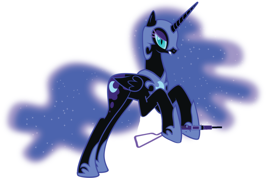 Niightmare Moon With Sten Gun - My Little Pony Nightmare Moon Vector (900x676), Png Download