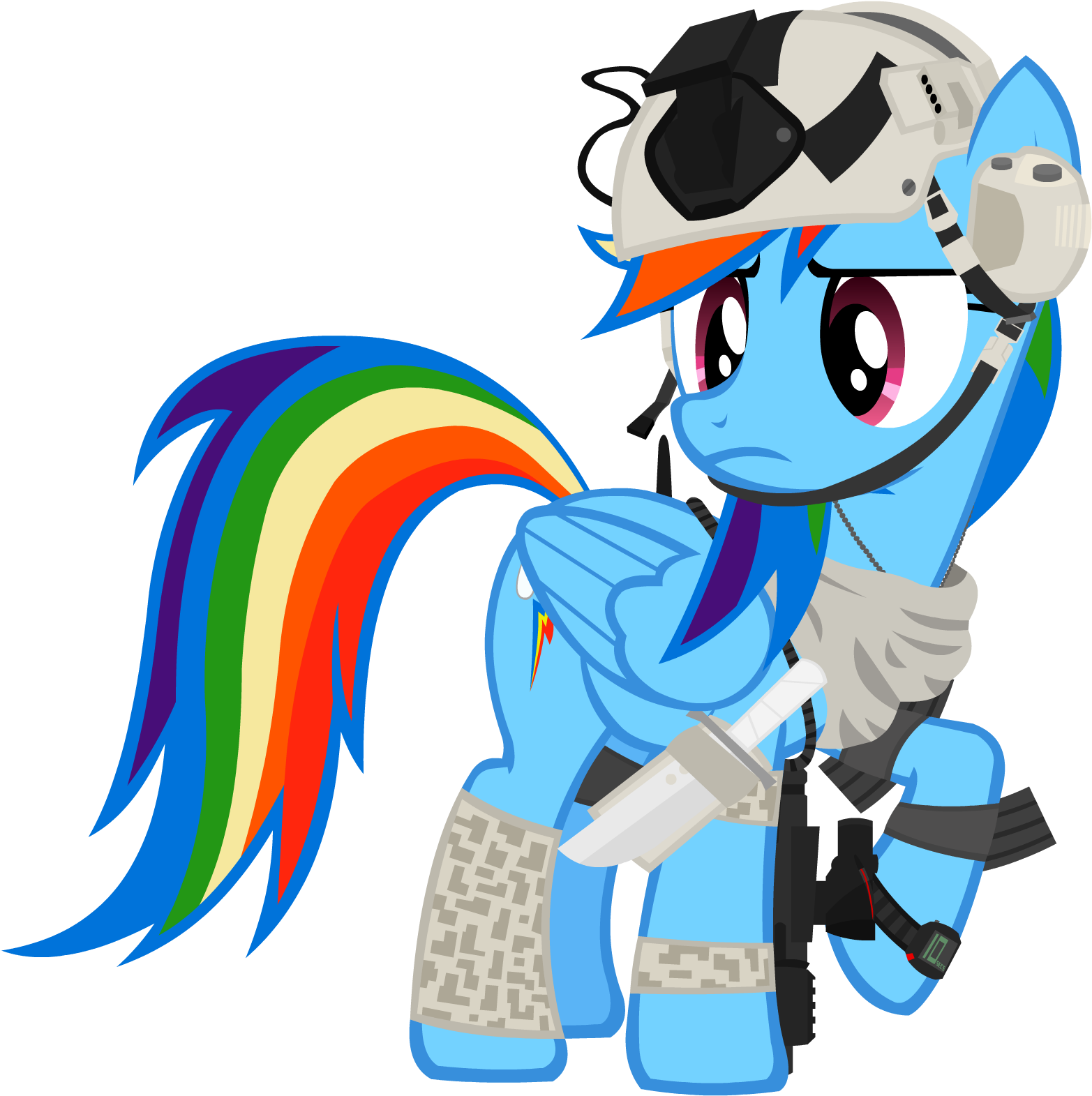 Zvn, Clothes, Gun, Rainbow Dash, Safe, Simple Background, - Friendship Is Magic Rainbow Dash (2400x1600), Png Download