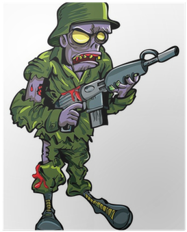 Zombie Soldier Cartoon (400x400), Png Download