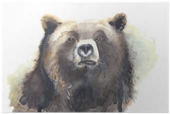 Bear Head Watercolor Painting Illustration Isolated - Watercolor Painting (400x400), Png Download