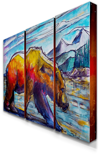 Grizzly Bear2 A7bx 1865griz Ea - Bear Metal Wall Art - Set Of 3 (600x600), Png Download
