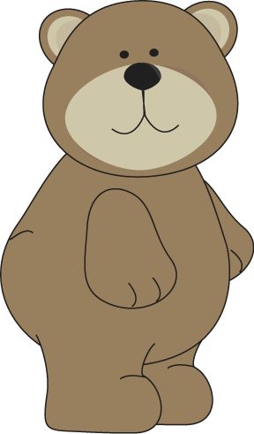 Grizzly Bear Clipart Standing Bear - Bear Cute Clipart Png (288x491), Png Download