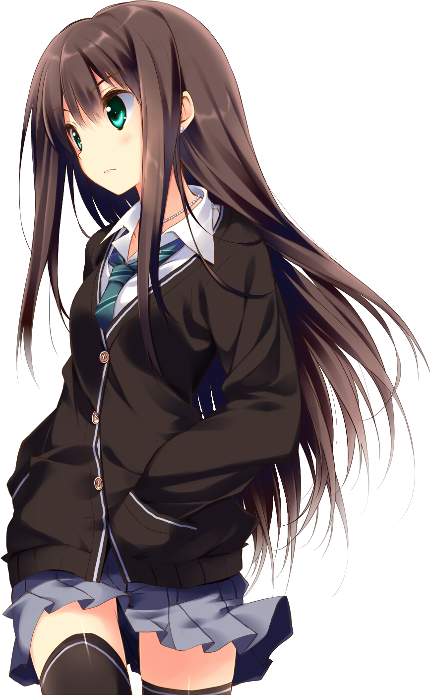 Alexis Knight - Anime Girl With Brown Hair And Blue Eyes Png (933x1419), Png Download