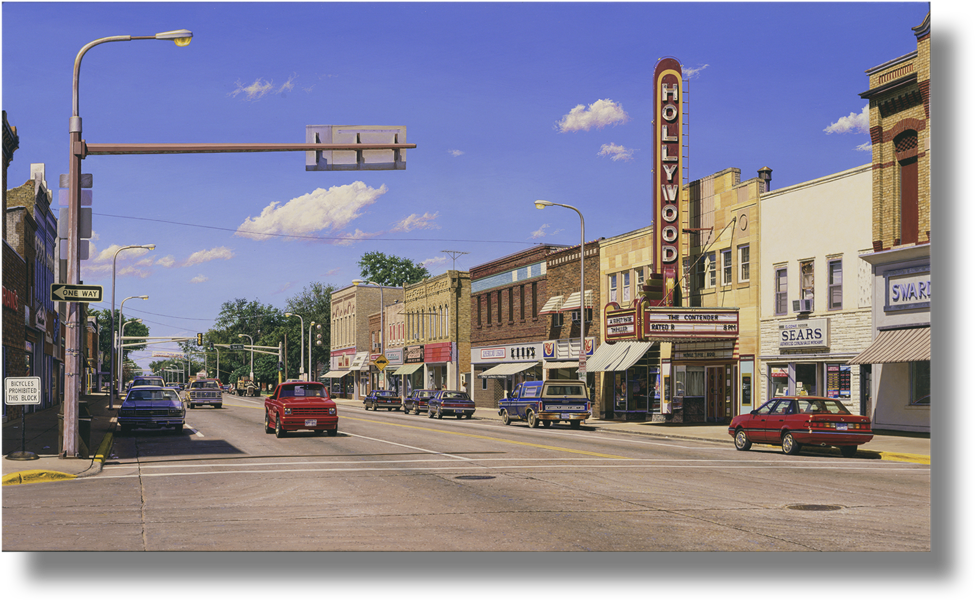 Hollywood With Red Vehicles , 2001 Acrylic On Canvas (1000x621), Png Download