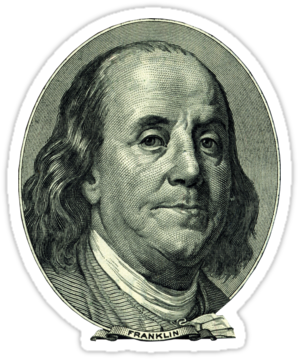 Ben Franklin Hundred Dollar Bill Sticker - Ben Franklin (375x360), Png Download